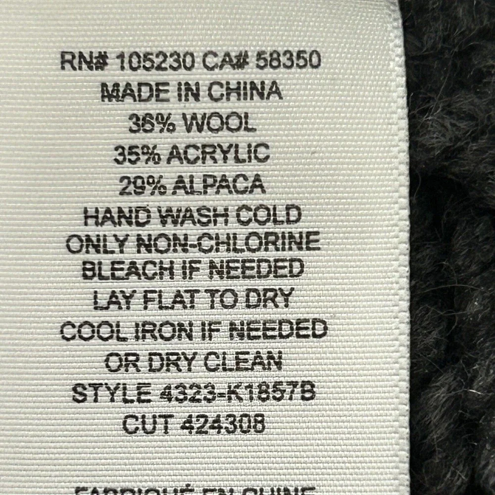 Joie Chunky Sweater M/L Black Wool Alpaca Blend Open Front Cardigan Fringe Long